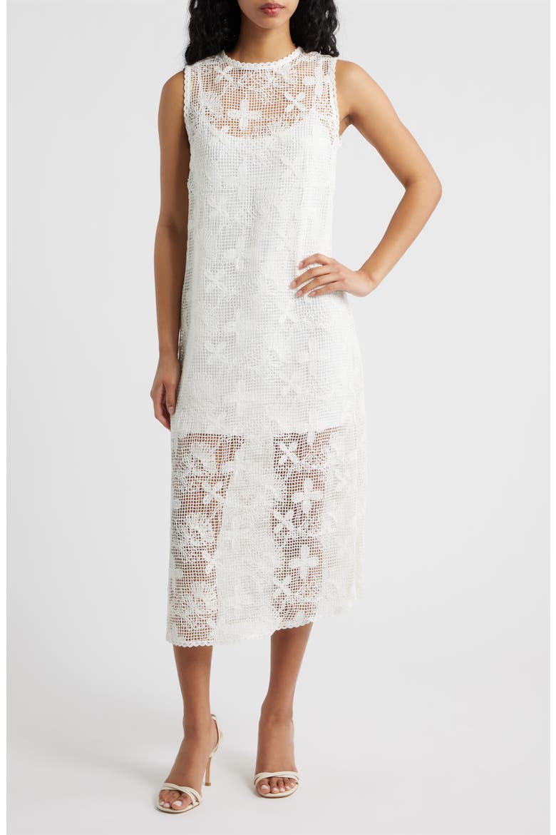 Cara Lace Midi Dress, Main, color, CREAM