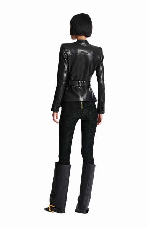 Balmain Belted 4 Pokets Fitted Lambskin Jacket Clothing In Black