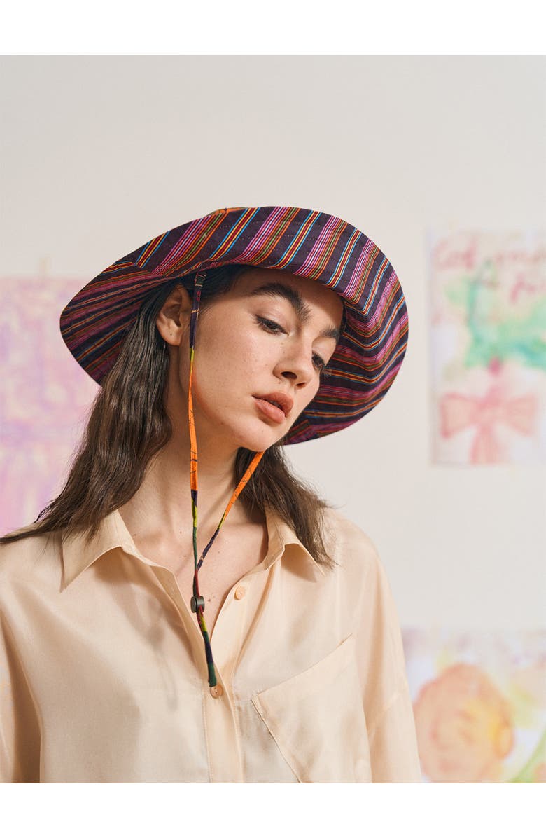 Lost Pattern FRIDA x LOST PATTERN "Frida's Garden" Cotton Reversible Sun Hat, Alternate, color, Green