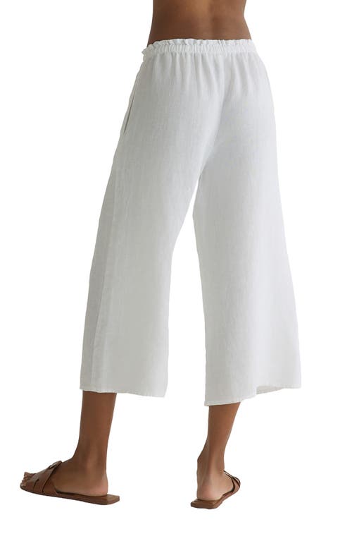 Bella Dahl Ruffle Waist Wide Leg Cropped Linen Pants In Red