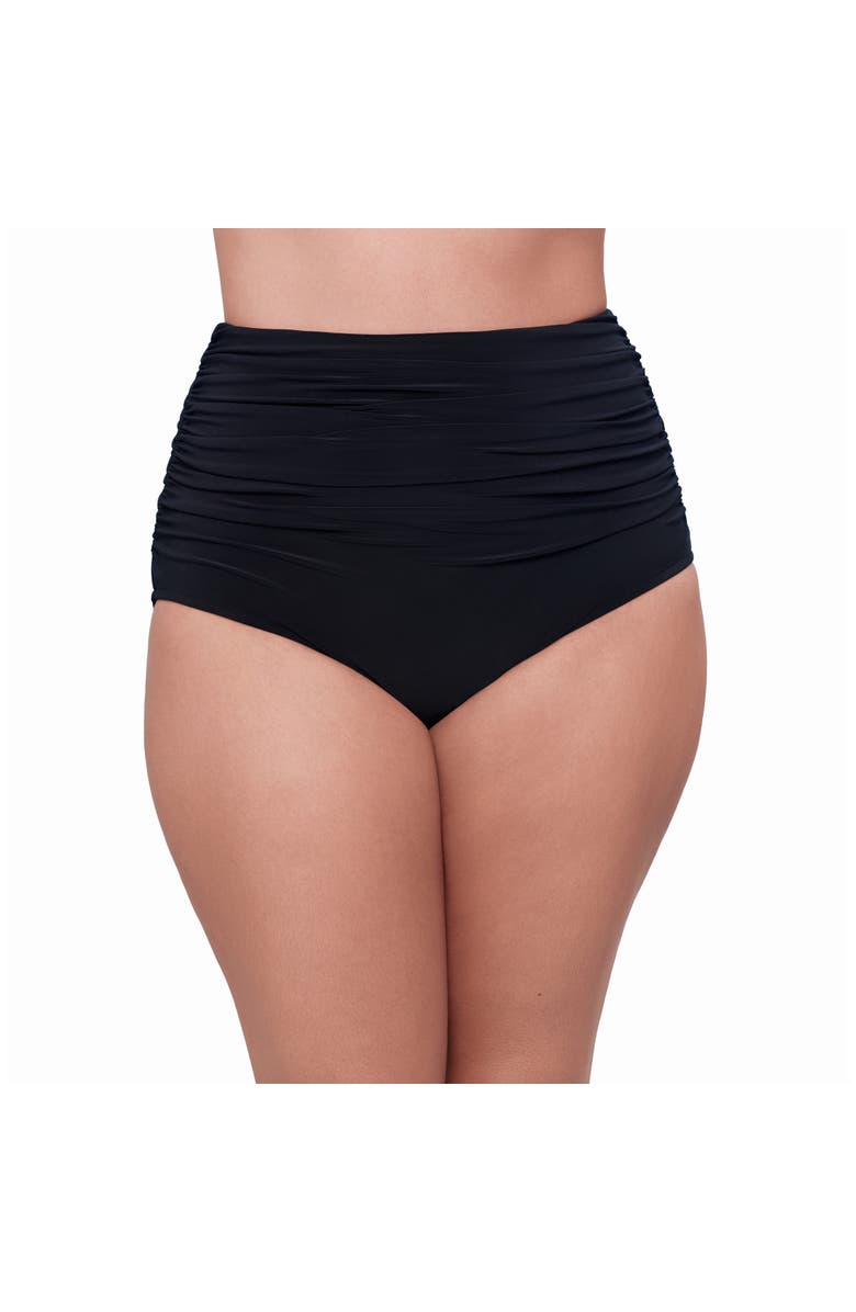 Trimshaper High Waist Shirred Control Swim Brief, Alternate, color, Black