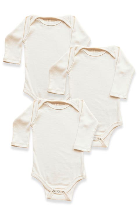 3 Pack Organic Baby Bodysuit Long Sleeve