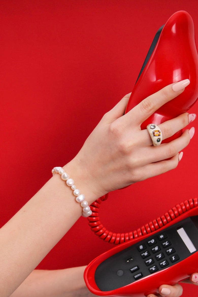 Natural Pearl Bracelet, Alternate, color, White