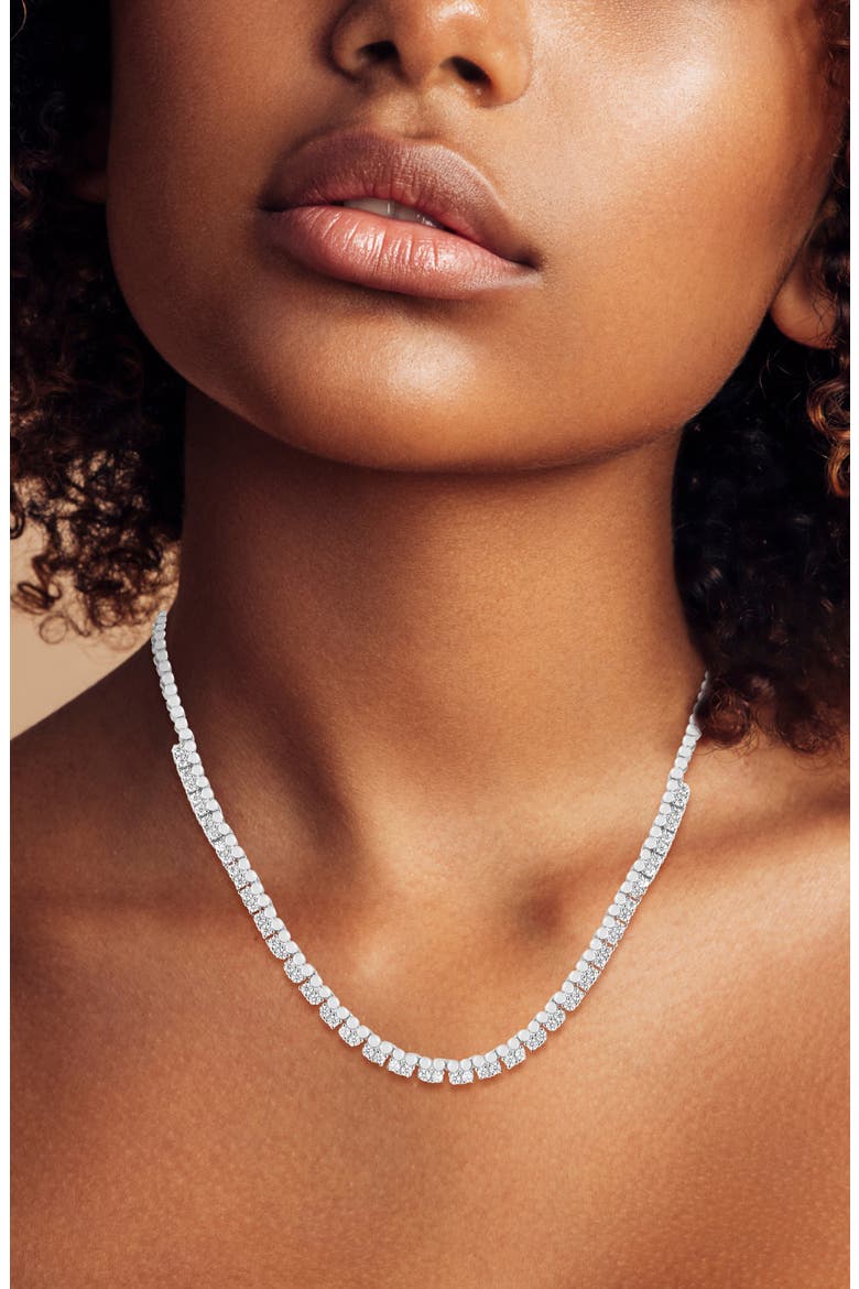 Cubic Zirconia Two-Row Collar Necklace, Alternate, color, SILVER