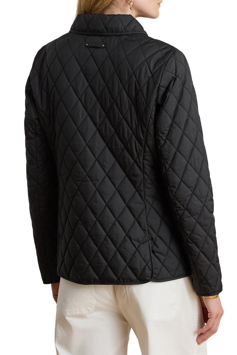 Crest Detail Quilted Jacket, Alternate, color, BLACK