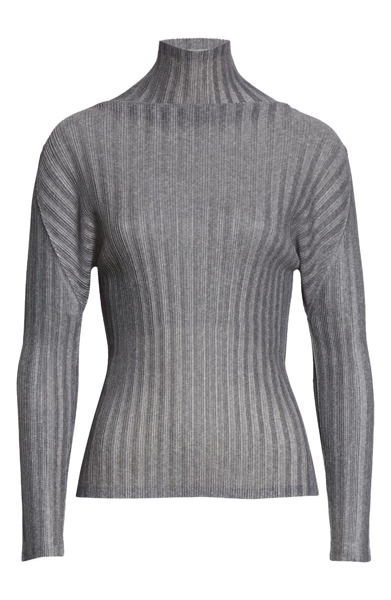 Pleats Please Issey Miyake Pleated Funnel Neck Top, Alternate, color, 