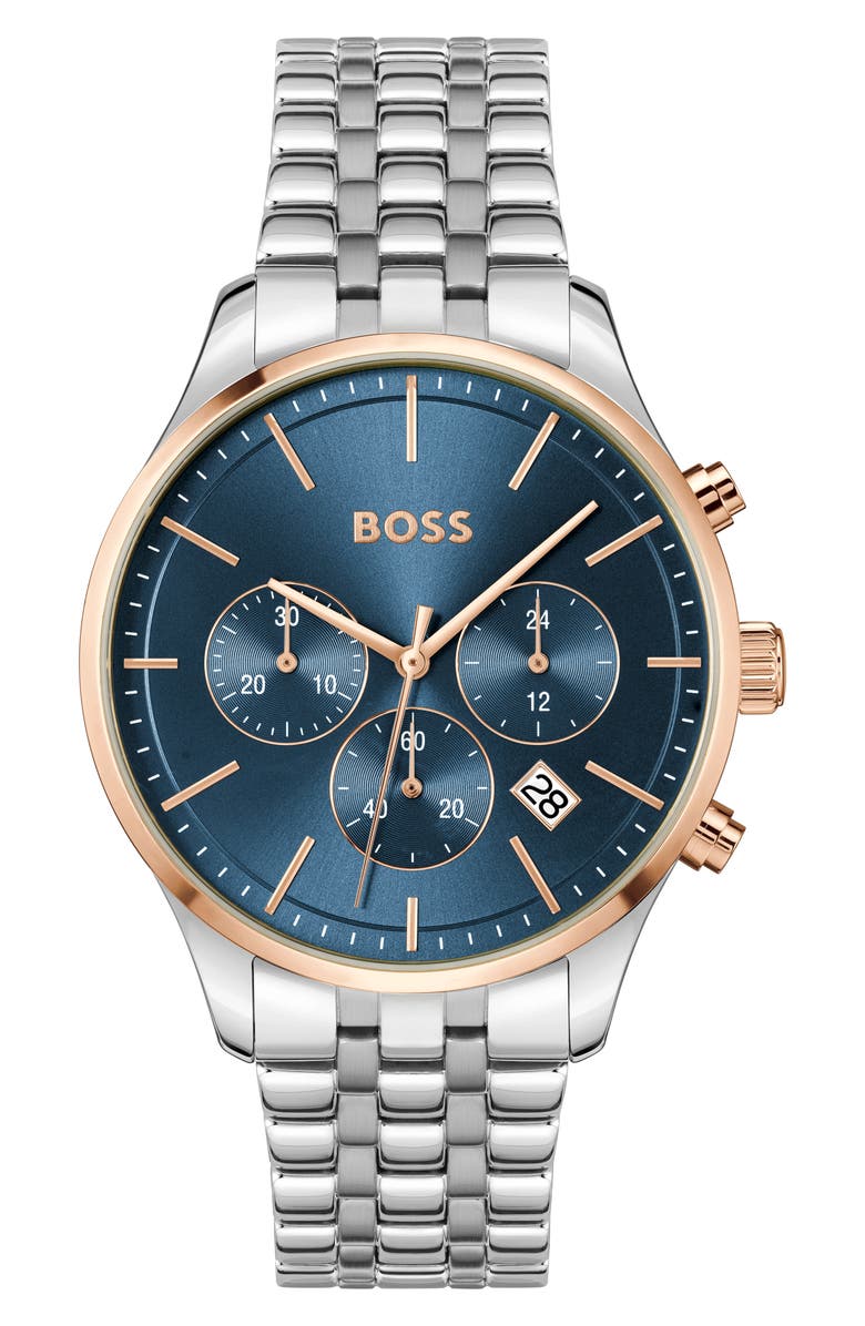 BOSS Avery Chronograph Bracelet Watch, 42mm, Main, color, Blue