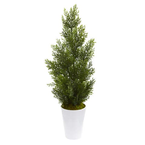 27-in Mini Cedar Artificial Pine Tree in Decorative Planter (Indoor/Outdoor)