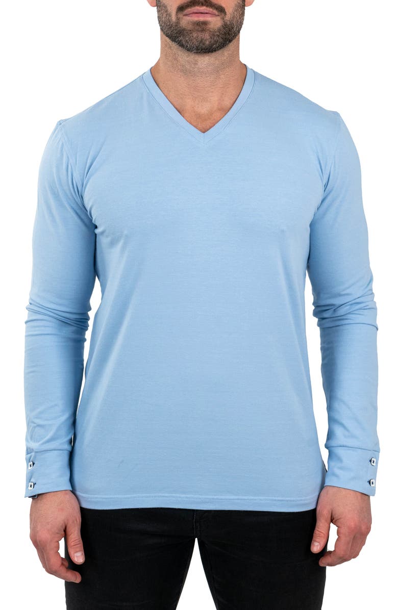 Maceoo Edison Solid V-Neck Cotton Sweater, Main, color, 