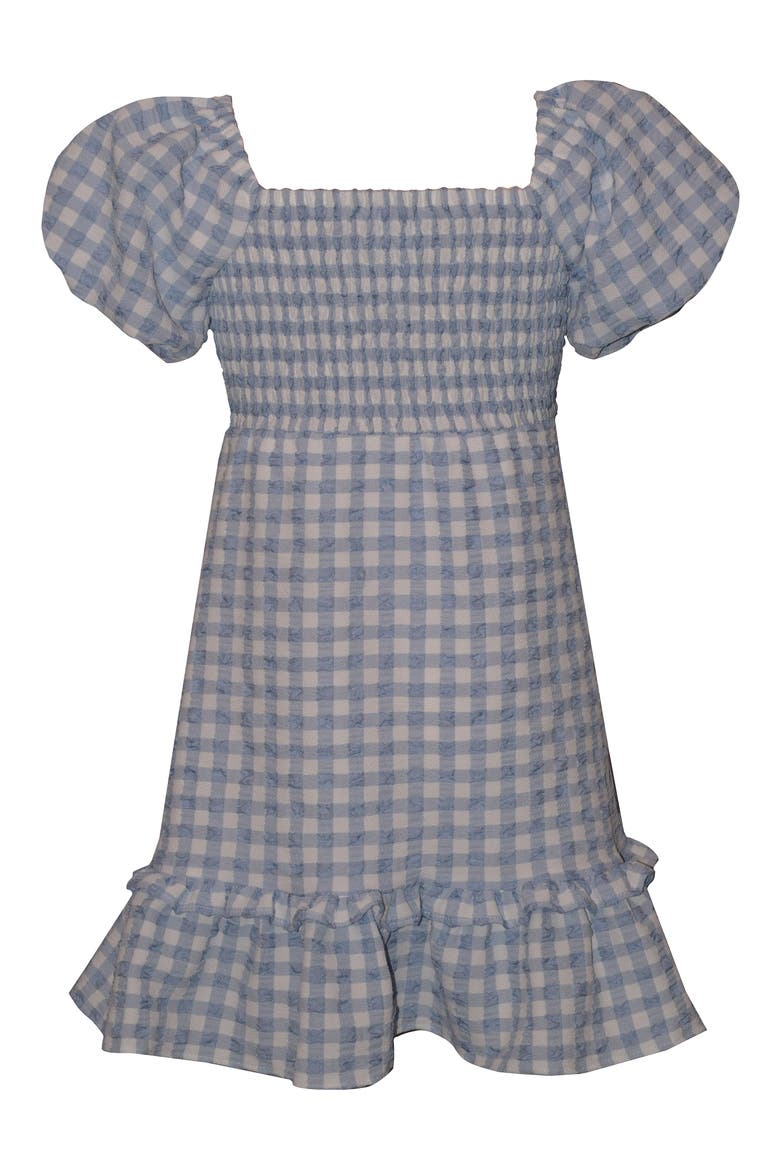 Kids' Puffed Sleeve Gingham Dress, Alternate, color, PERIWINKLE