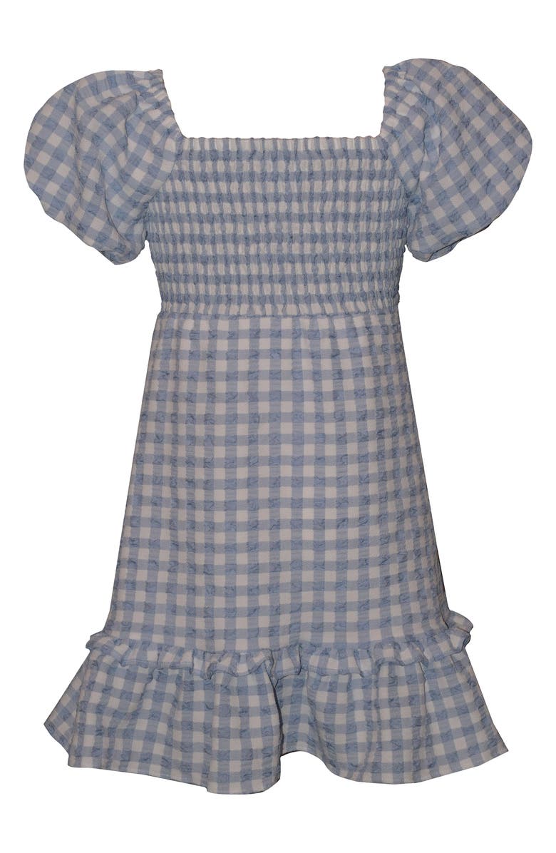 Iris & Ivy Kids' Puffed Sleeve Gingham Dress, Alternate, color, Periwinkle