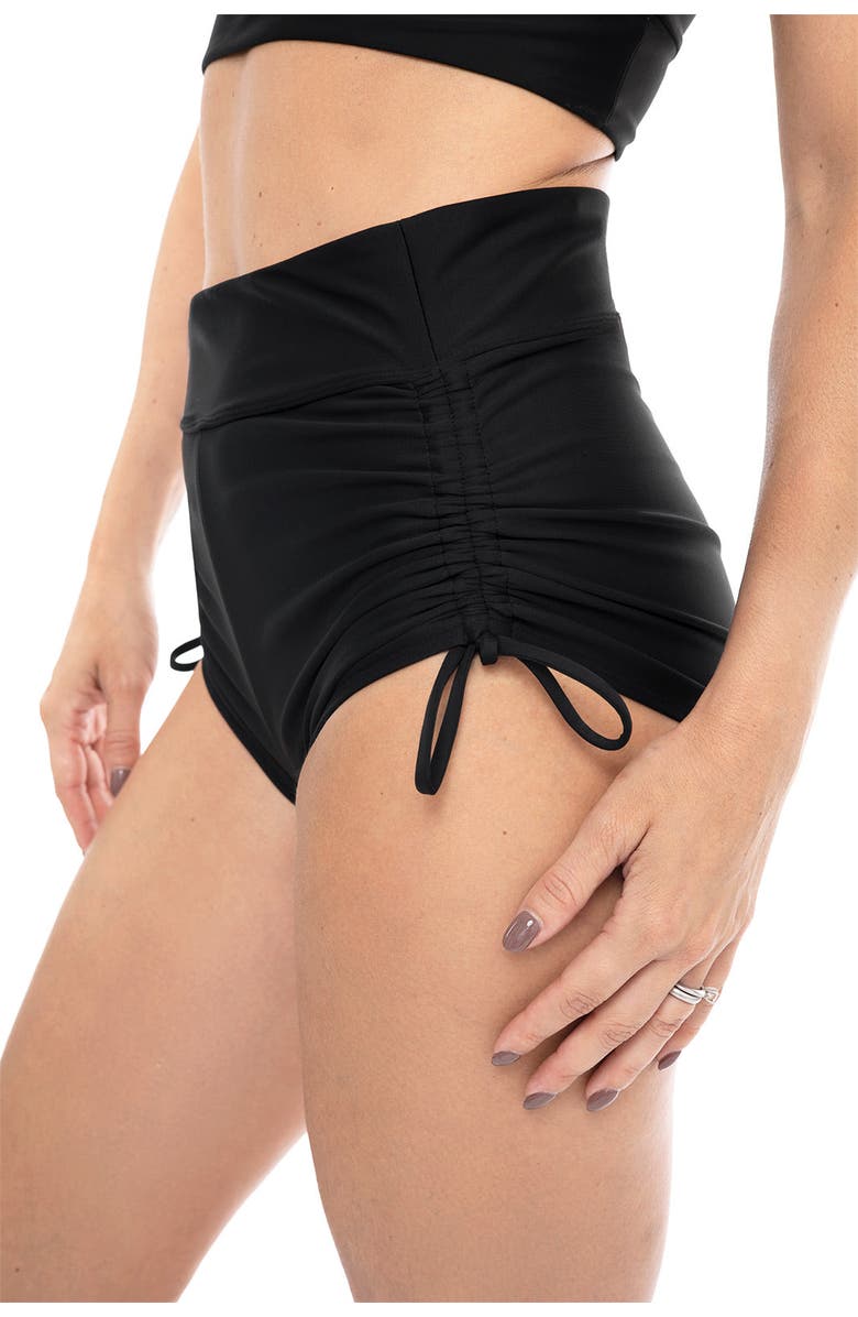 Coolibar Women's Ruche Swim Shorts - UPF 50+ Sun Protection - Bayshore, Alternate, color, Black