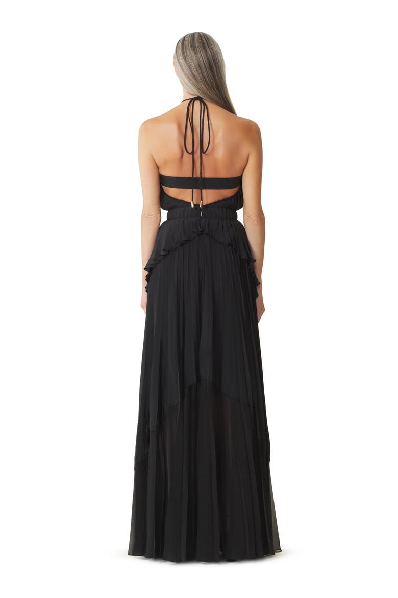 Embroidered Dress In Silk And Charmeuse, Alternate, color, Black