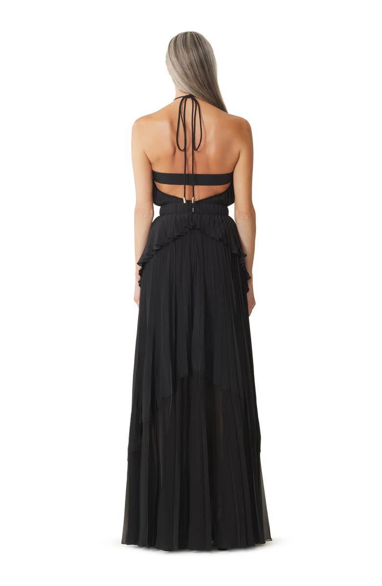 Lanvin Embroidered Dress In Silk And Charmeuse, Alternate, color, Black