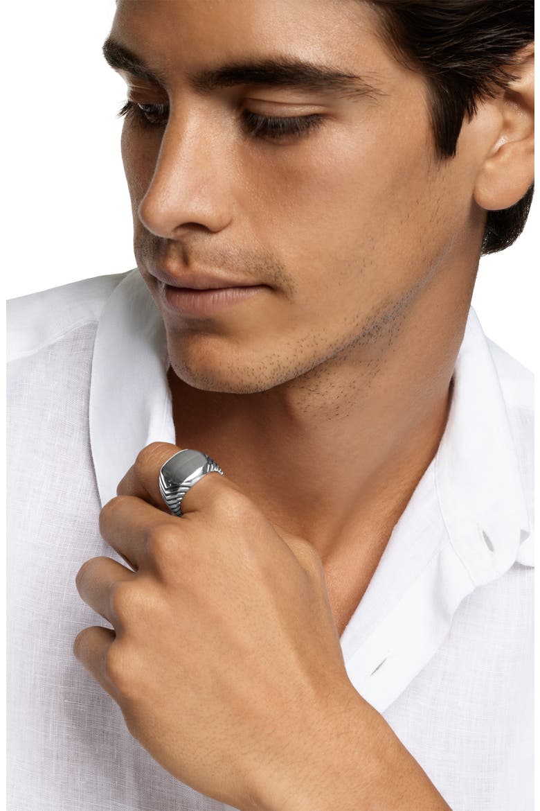 Chevron Signet Ring in Sterling Silver, Alternate, color, SILVER
