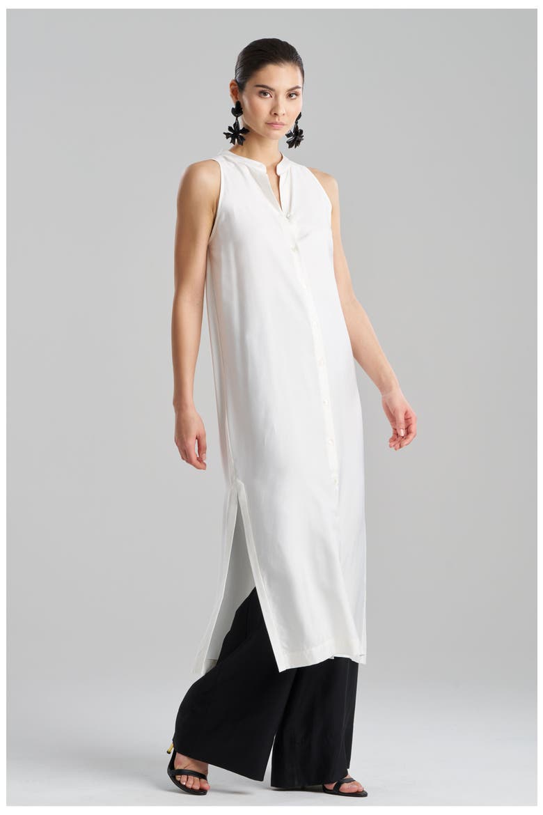 COTTON SILK TWILL Sleeveless Tunic, Main, color, WHITE