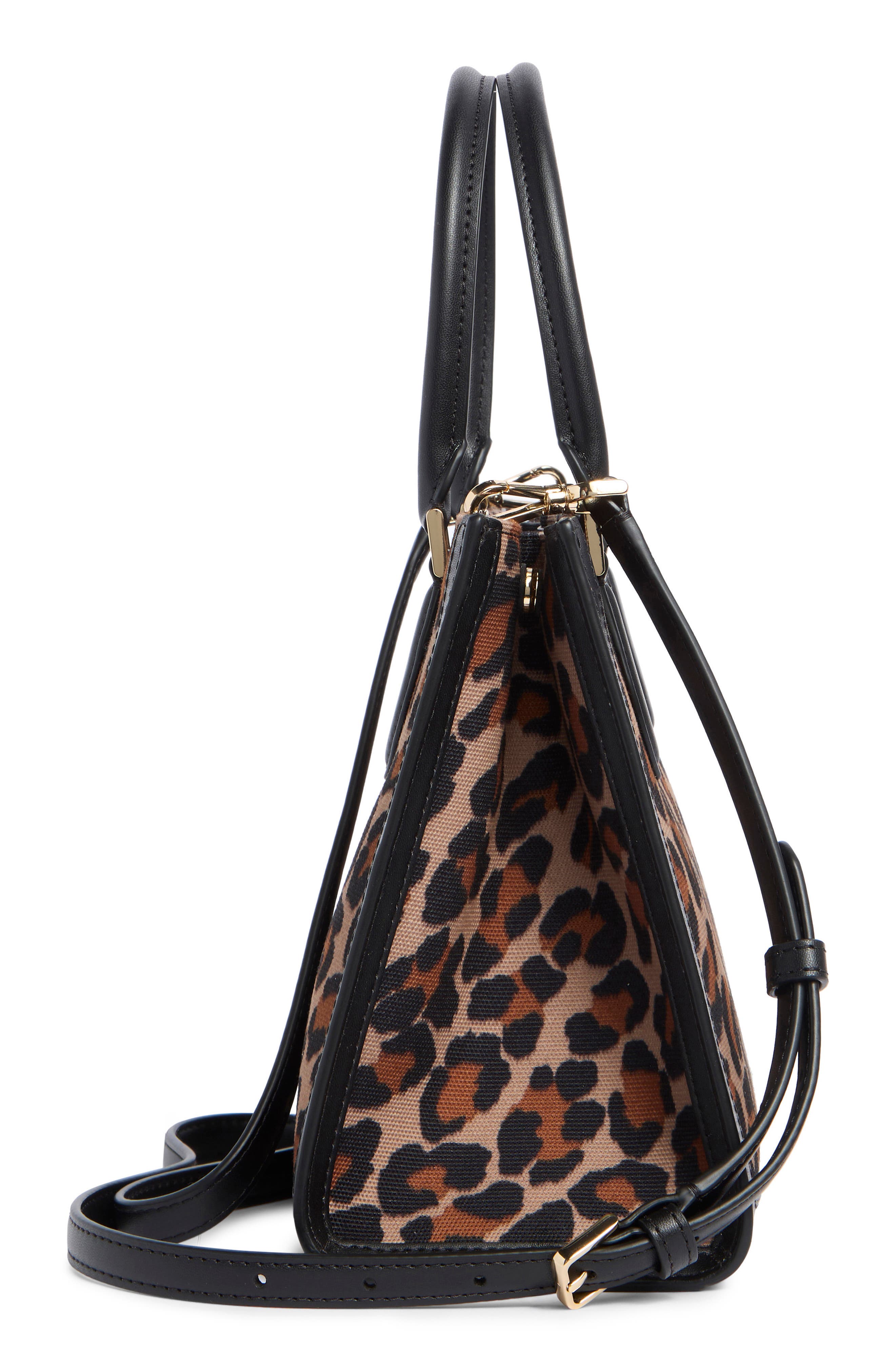 ellie spotted leopard canvas small tote bag, Alternate, color, BROWN MULTI