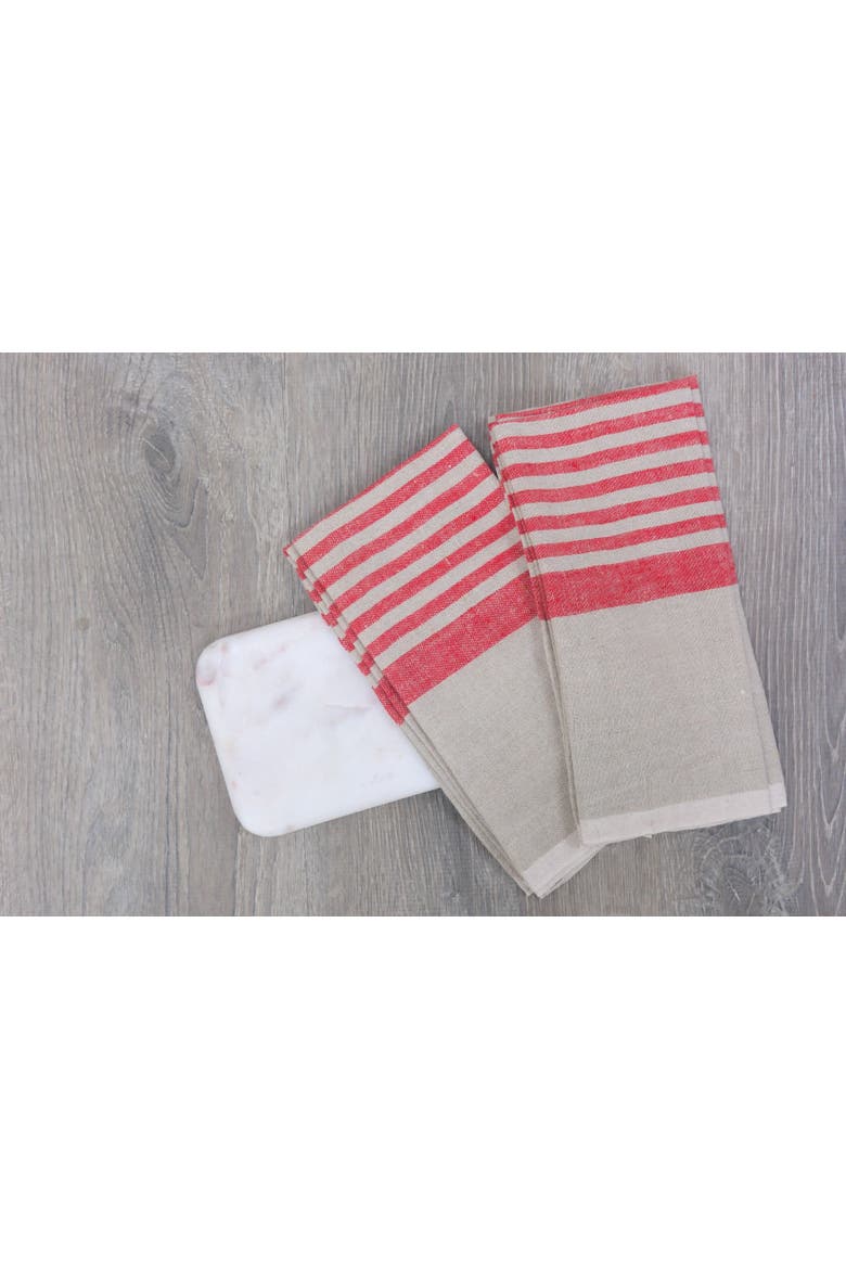 Brittany Tea Towels - Set of 2, Alternate, color, Natural, Red 20" x 30"