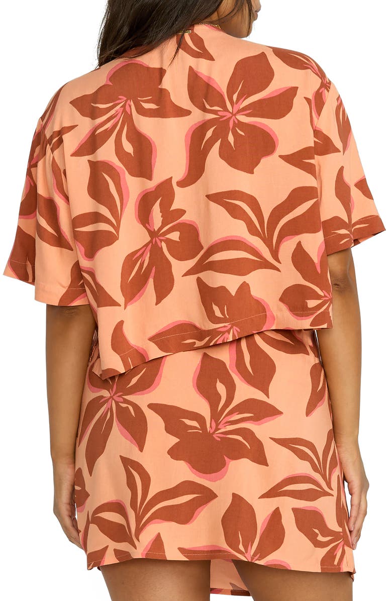 Billabong Sunflower Tie Front Crop Top, Alternate, color, Apricot