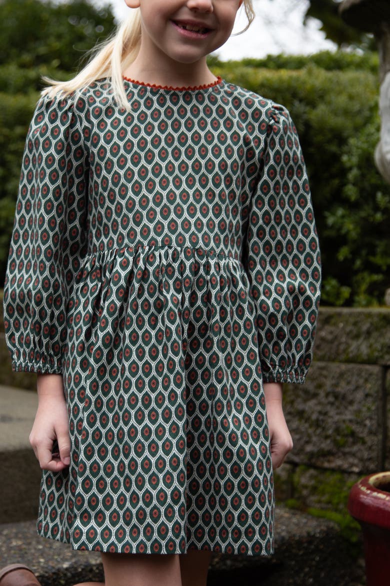 Phoebe Long Sleeves Dress, Alternate, color, Green Motif