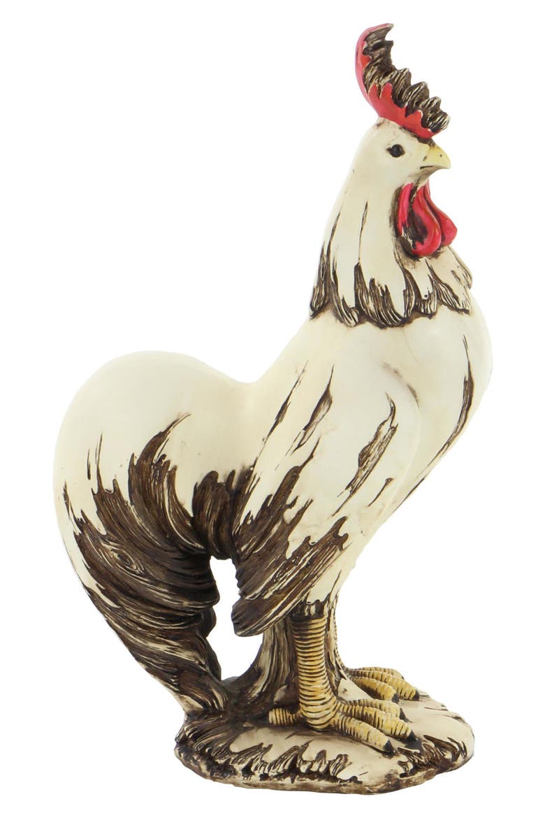 Farmhouse Polystone Rooster Statue, Alternate, color, WHITE