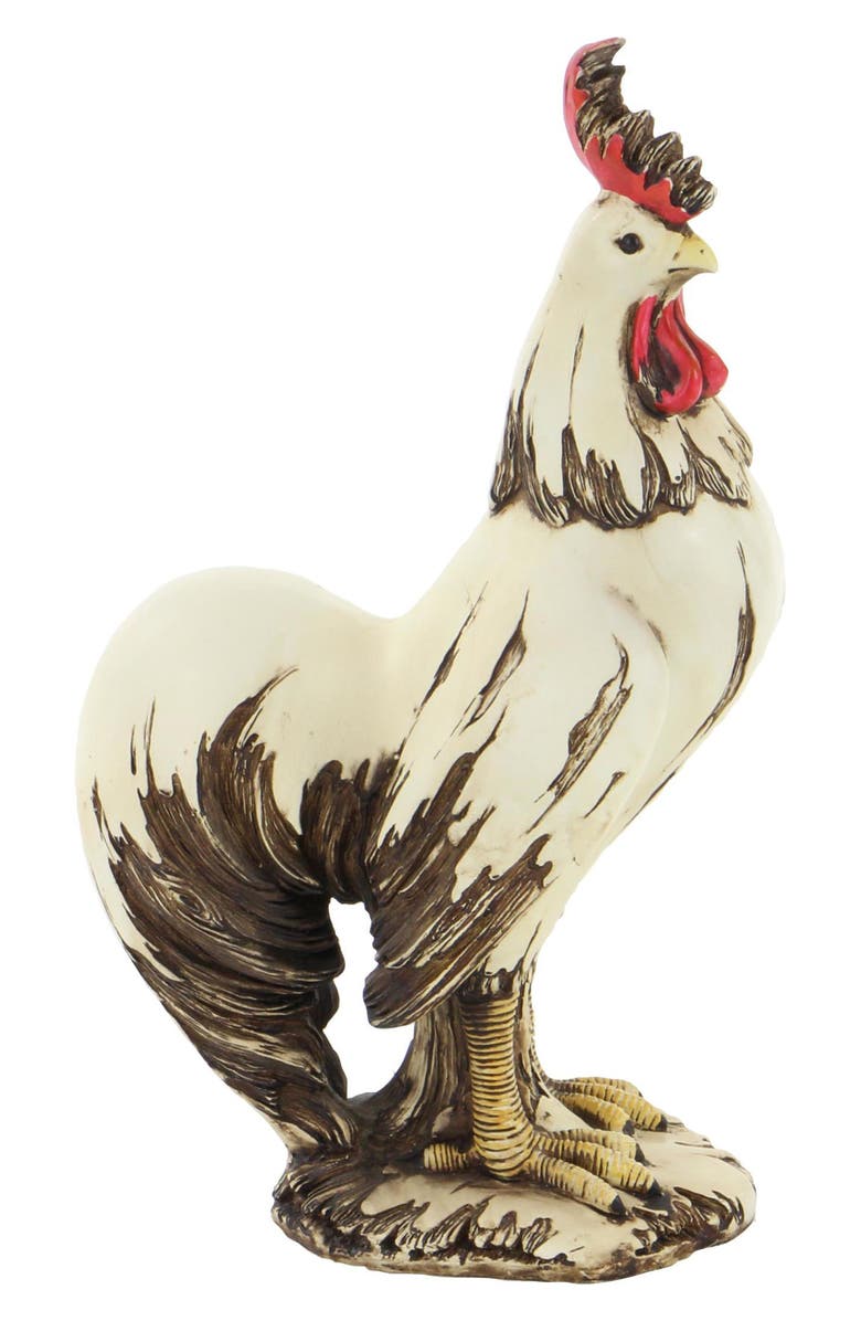 UMA Farmhouse Polystone Rooster Statue, Alternate, color, White