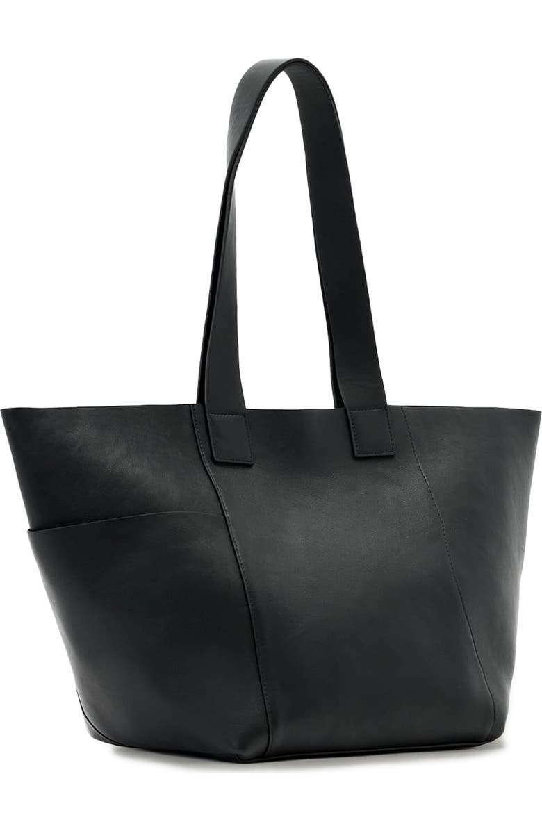 AllSaints Alba Leather/West Tote, Alternate, color, Black