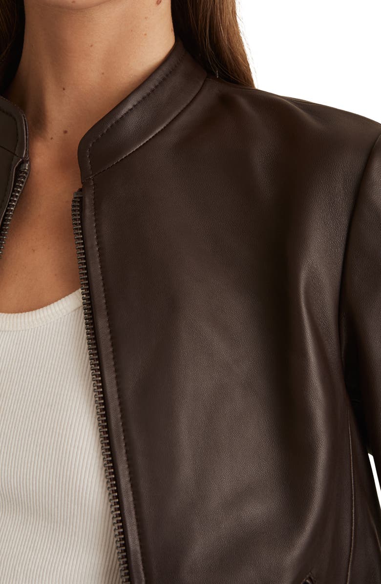 Reiss Allie Leather Jacket, Alternate, color, Chocolate Brown
