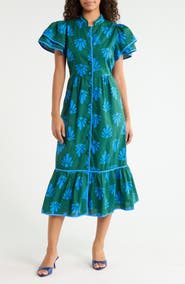 SUGARLIPS Davie Floral Print Midi Dress