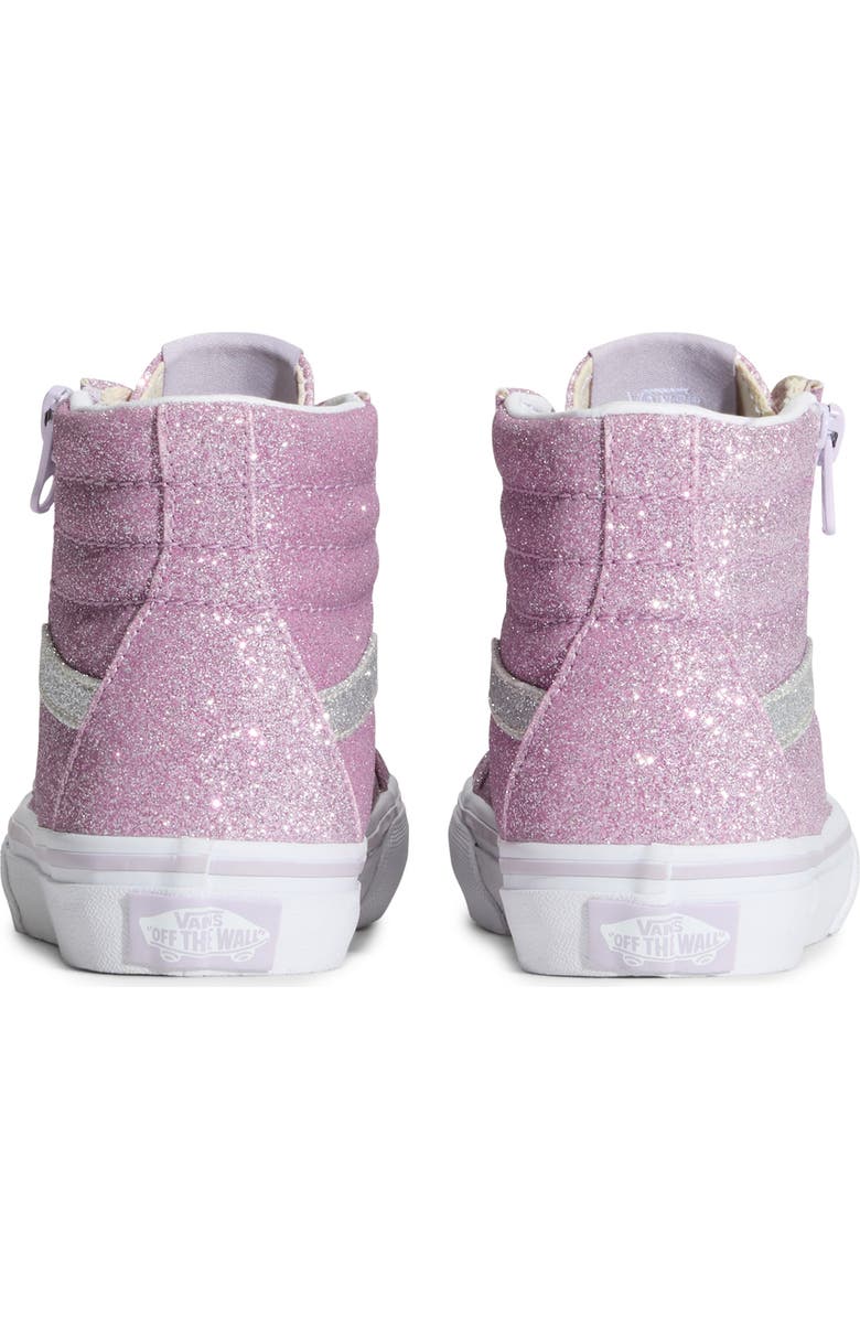 Vans Kids' Sk8-Hi Reissue Side Zip Sneaker, Alternate, color, Glitter Lilac Mist