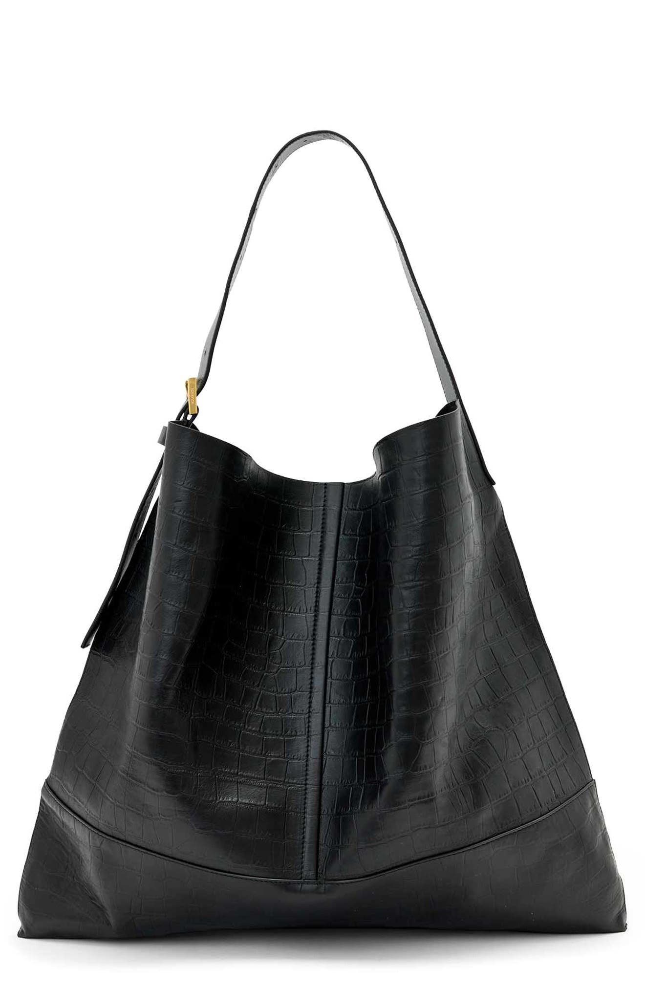 Asha Croc Embossed Leather Shoulder Bag