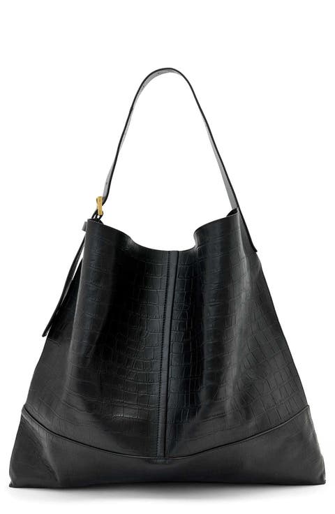 Asha Croc Embossed Leather Shoulder Bag