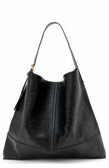 Asha Croc Embossed Leather Shoulder Bag