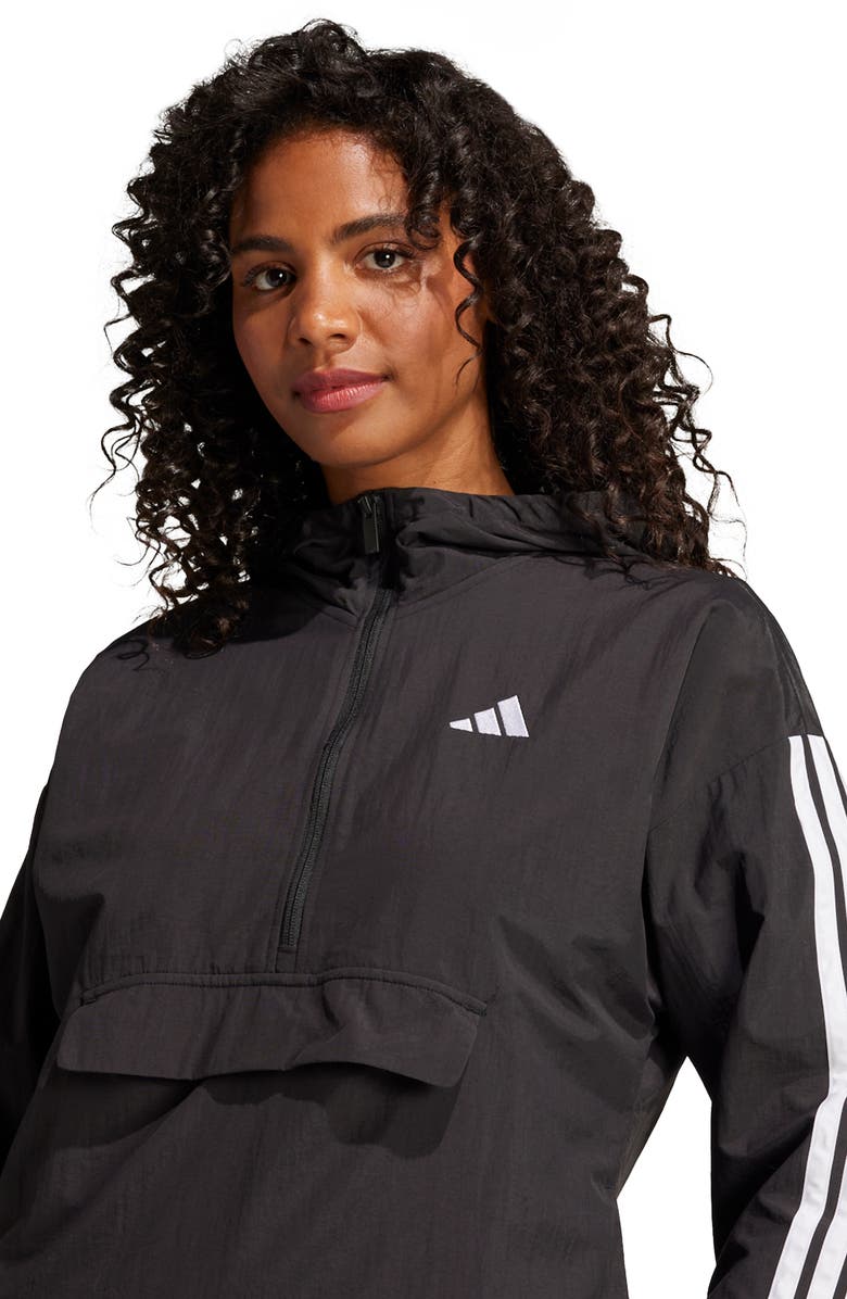 adidas Essentials 3-Stripes Lifestyle Woven Windbreaker, Alternate, color, Black/ White