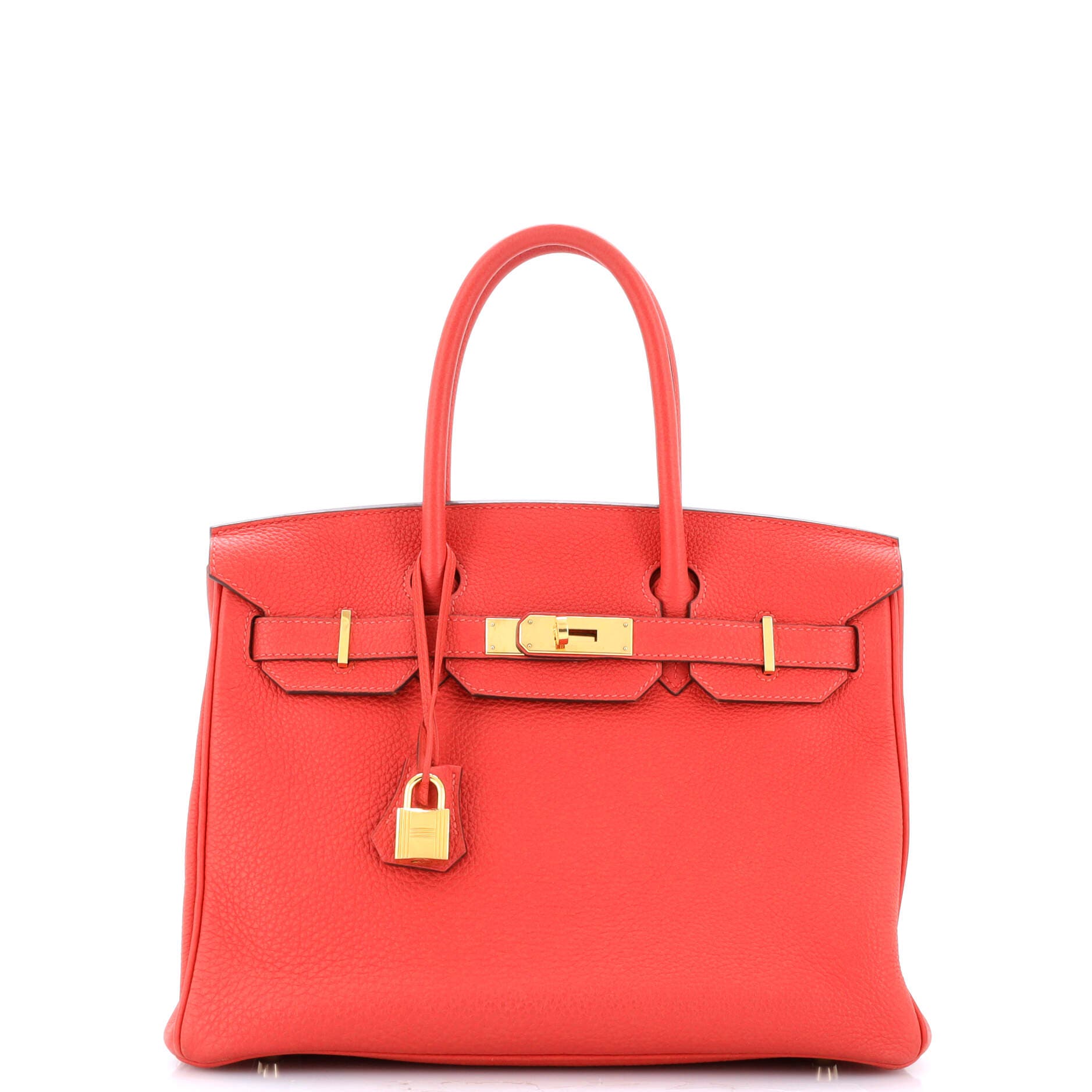 Pre-Owned Hermes Birkin Handbag Red Togo with Gold Hardware 30, Main, color, 