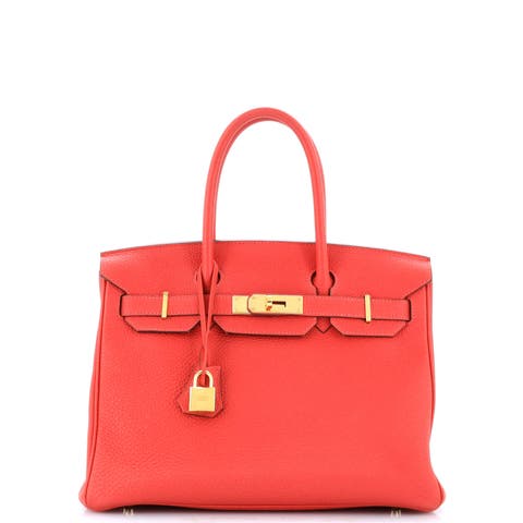 Birkin Handbag Red Togo with Gold Hardware 30