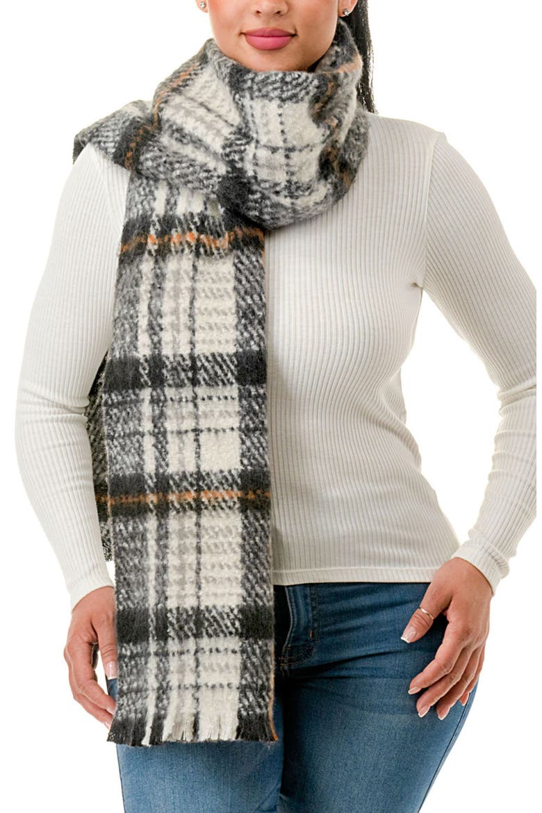 Plaid Scarf, Main, color, BLACK