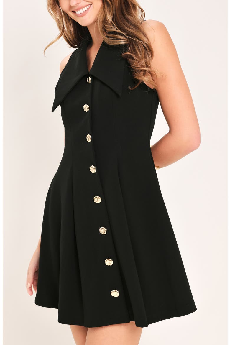 Sleeveless Button Front Minidress, Alternate, color, BLACK