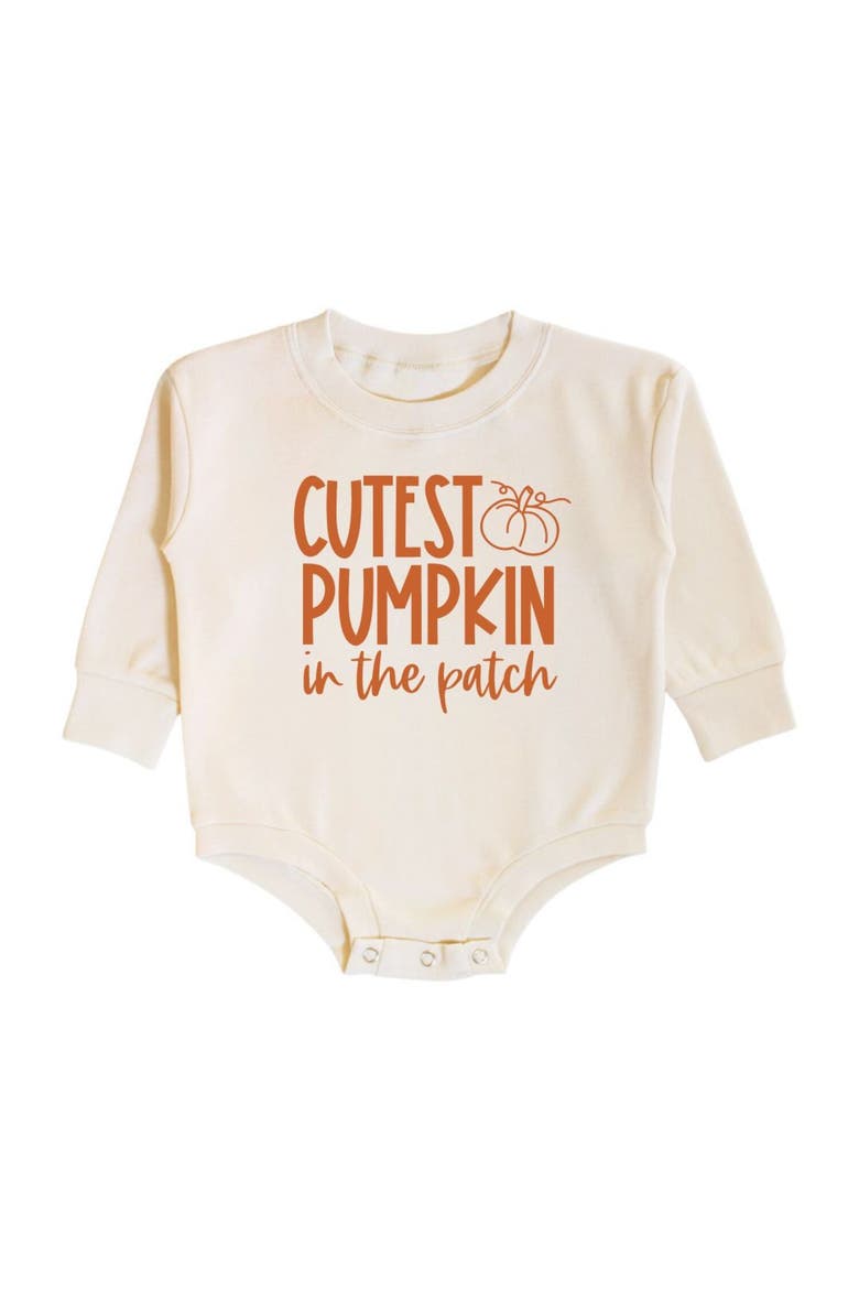 Cutest Pumpkin In The Patch Long Sleeve Romper, Main, color, Natural