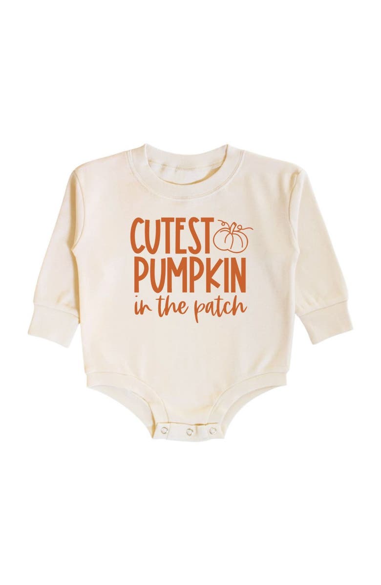 Sweet Wink Cutest Pumpkin In The Patch Long Sleeve Romper, Main, color, Natural