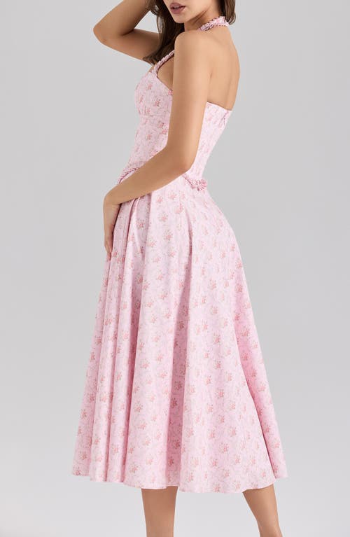 House Of Cb Georgie Halter Neck Midi Dress In Pink