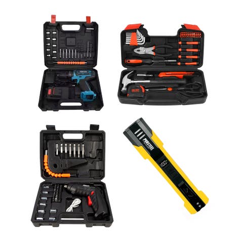 Essential Power & Precision Kit Pursonic Drill, Electric Screwdriver, Handy Solutions Tools & Ultra Bright Flashlight
