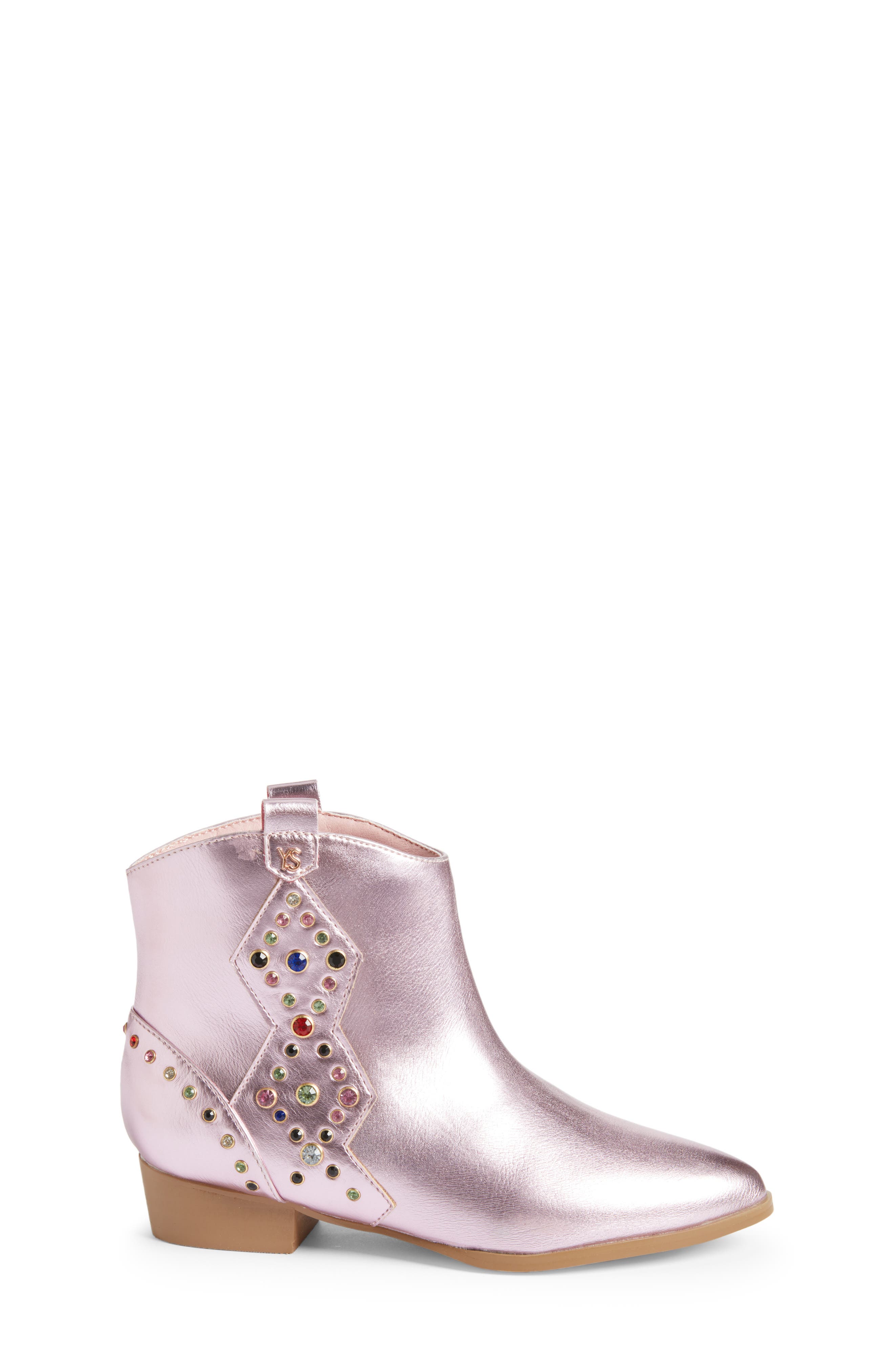 Yosi Samra Miss Dallas Studded Boot, Alternate, color, Light Pink Metallic