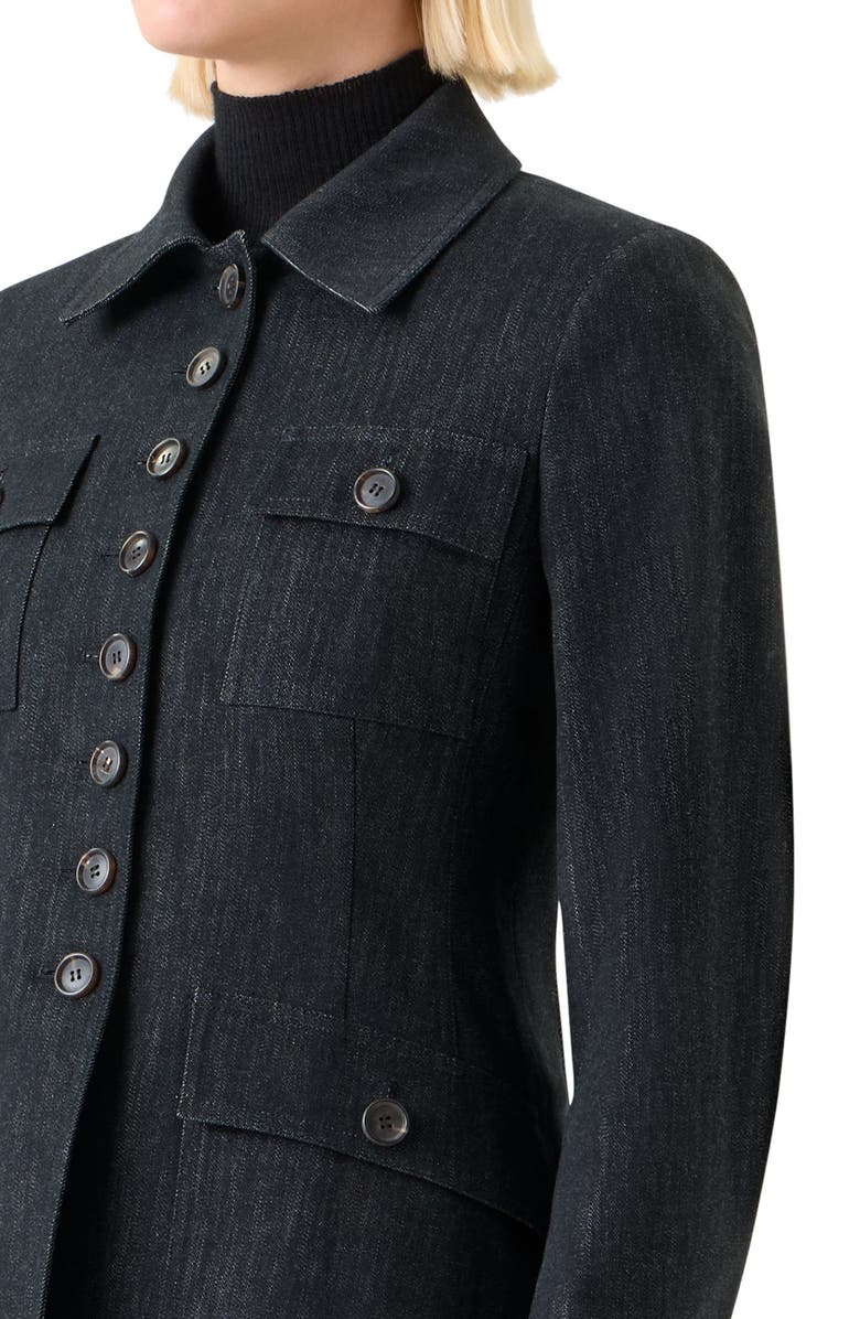 Akris Denim Shirt Jacket, Alternate, color, Black Denim