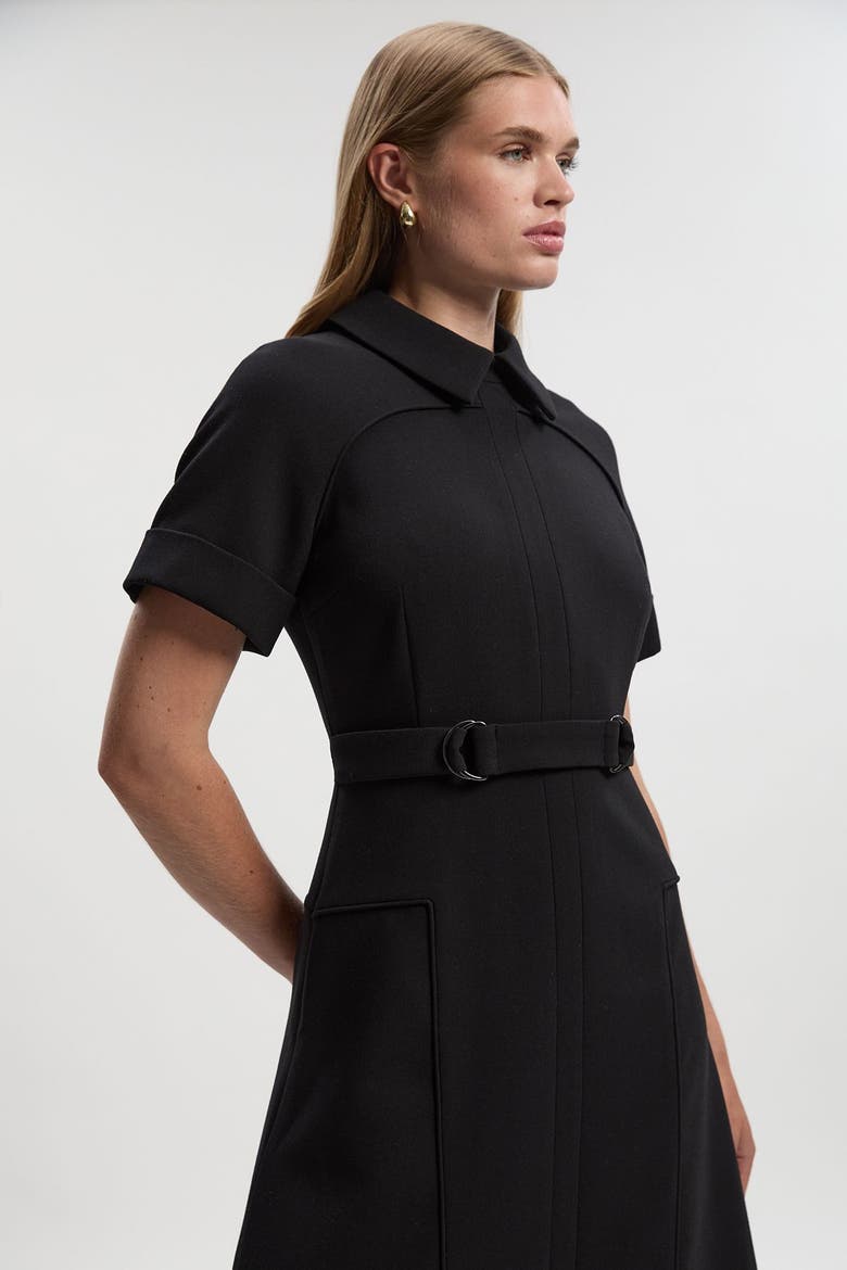 Stretch Tab Detail Full Midi Dress, Alternate, color, Black