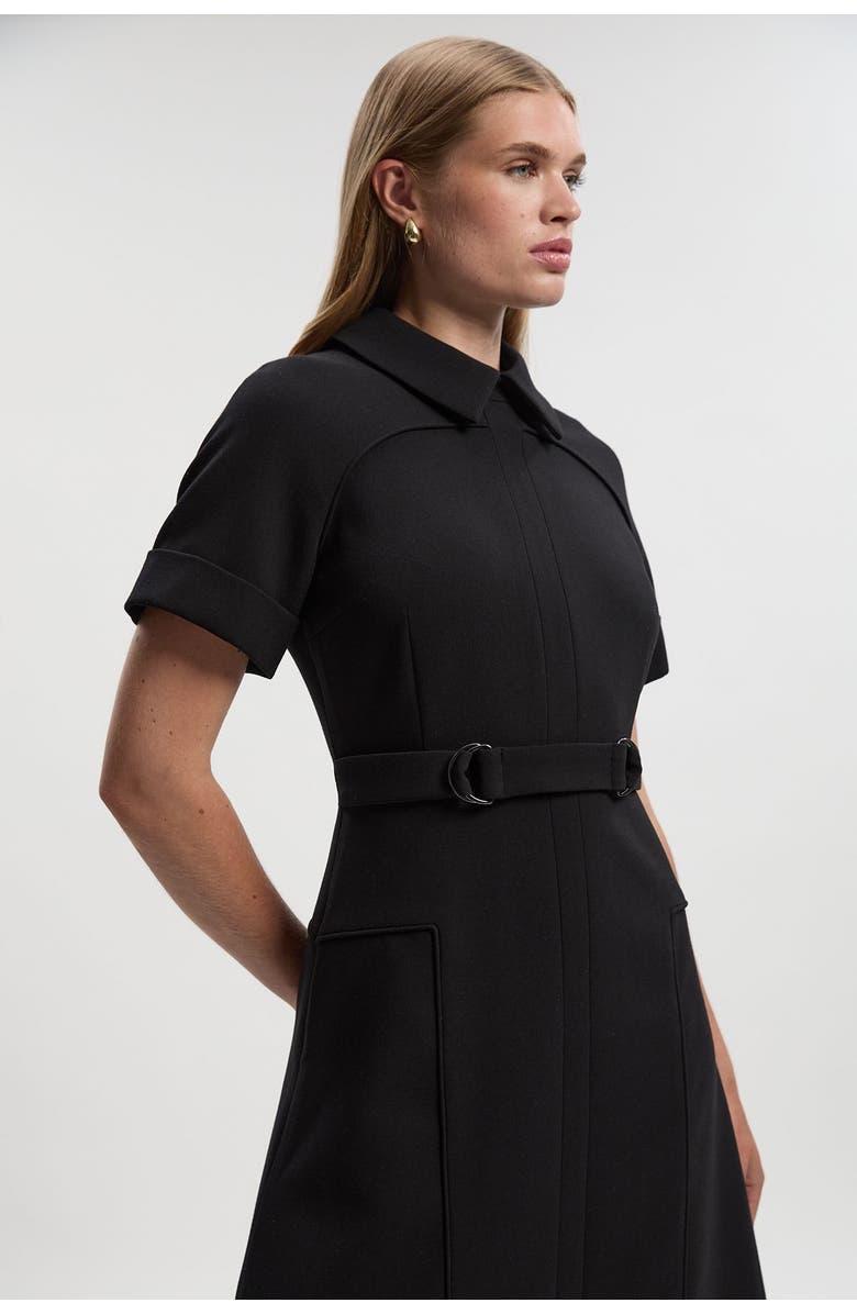 Karen Millen Stretch Tab Detail Full Midi Dress, Alternate, color, Black