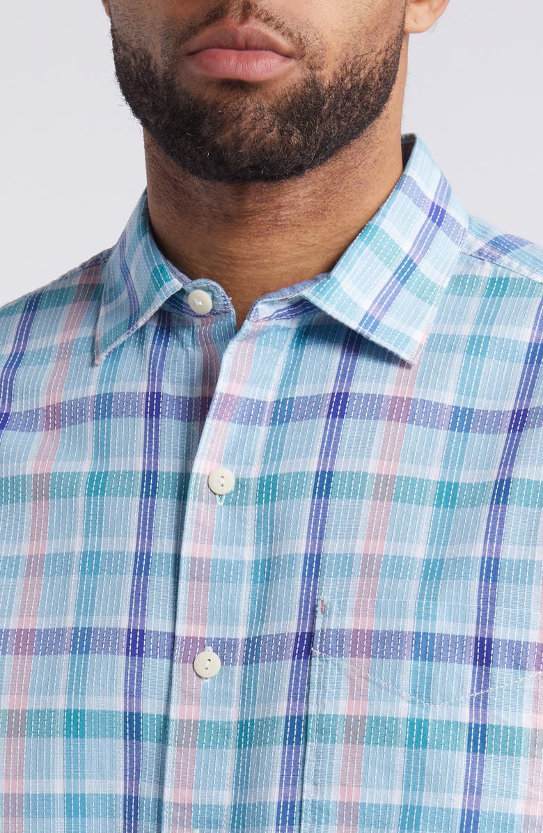 Tommy Bahama Sky Ripple Check Short Sleeve Button-Up Shirt, Alternate, color, Gulf Shore