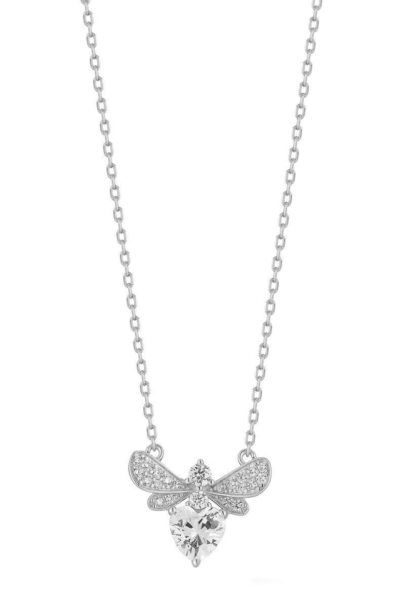 Bee Pendant Necklace, Main, color, SILVER