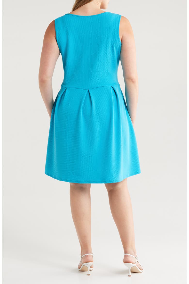 Sleeveless Stretch Fit & Flare Minidress, Alternate, color, TURQUOISE