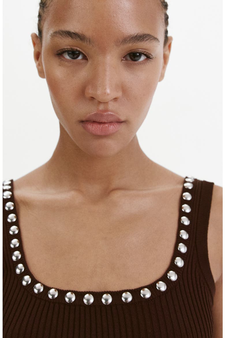 Studded Rib Tank, Alternate, color, CHOCOLATE